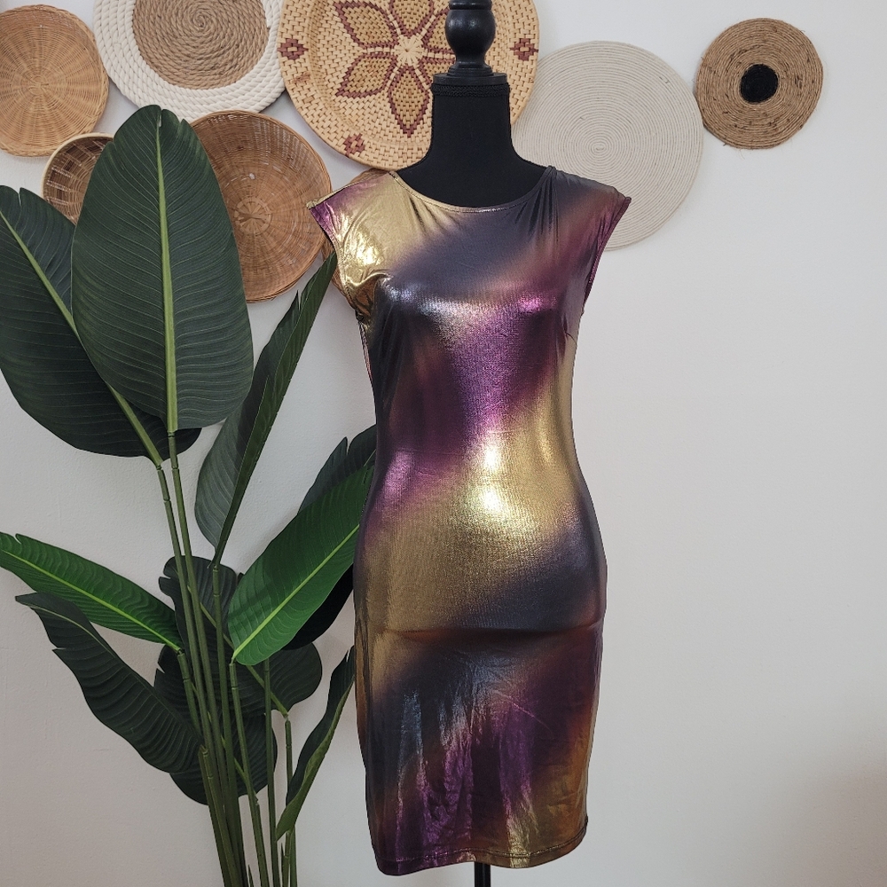 Metalic bodycon midi dress- small